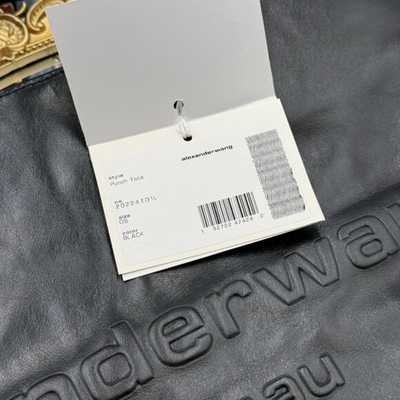 🆕 ALEXANDER WANG 🧿 NWOT Punch Crackle Leather Tote, Black Leather - AUTHENTIC - Picture 13 of 16